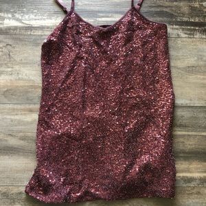 EXPRESS tank top size small. All maroon sequin